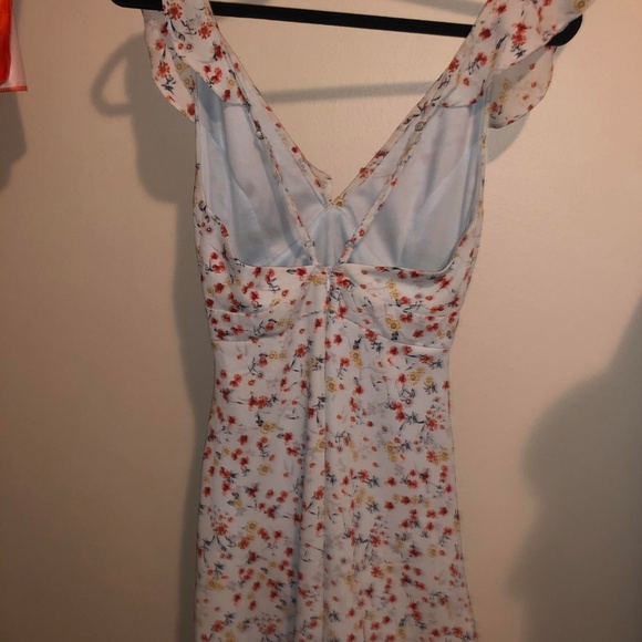 BY THE BOUQ LIGHT BLUE FLORAL PRINT SKATER DRESS - Picture 5 of 6